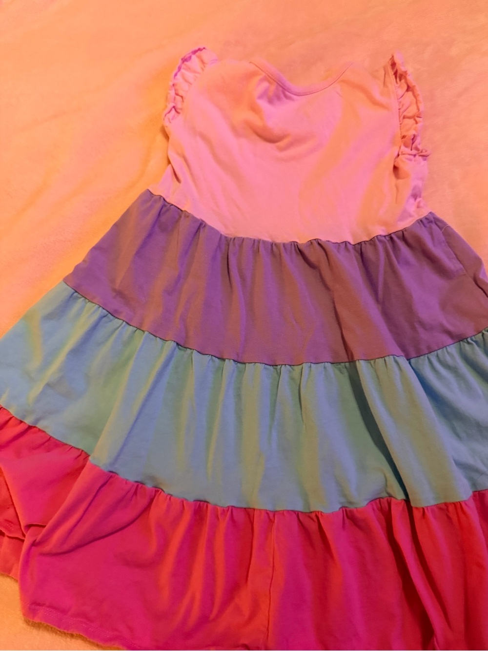 Girls Multi-Color Tiered Dress - Pink, Purple, Blue, Fuchsia